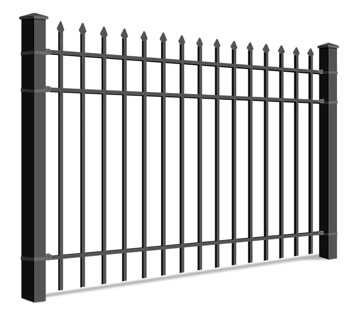 Detailed view of ornamental iron fence panel